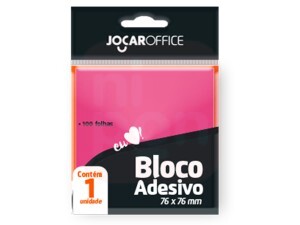 Bloco Adesivo Rosa 76 x 76mm - Jocar Office